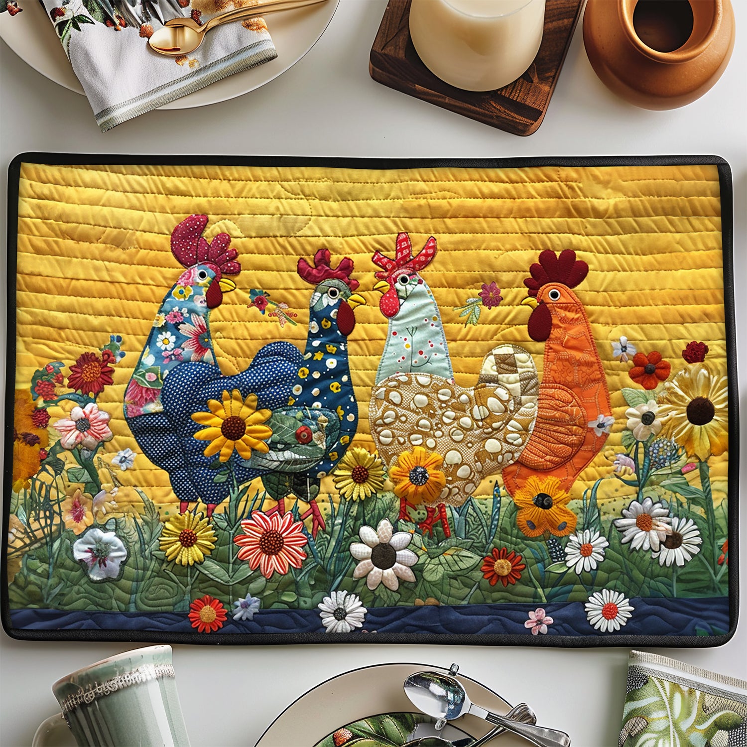 Floral Flock Quilted Place Mat NCU0TL227