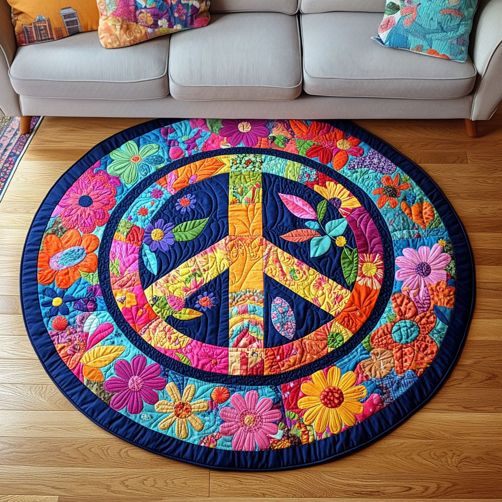 Floral Wheel Quilted Round Mat NCU0PT979