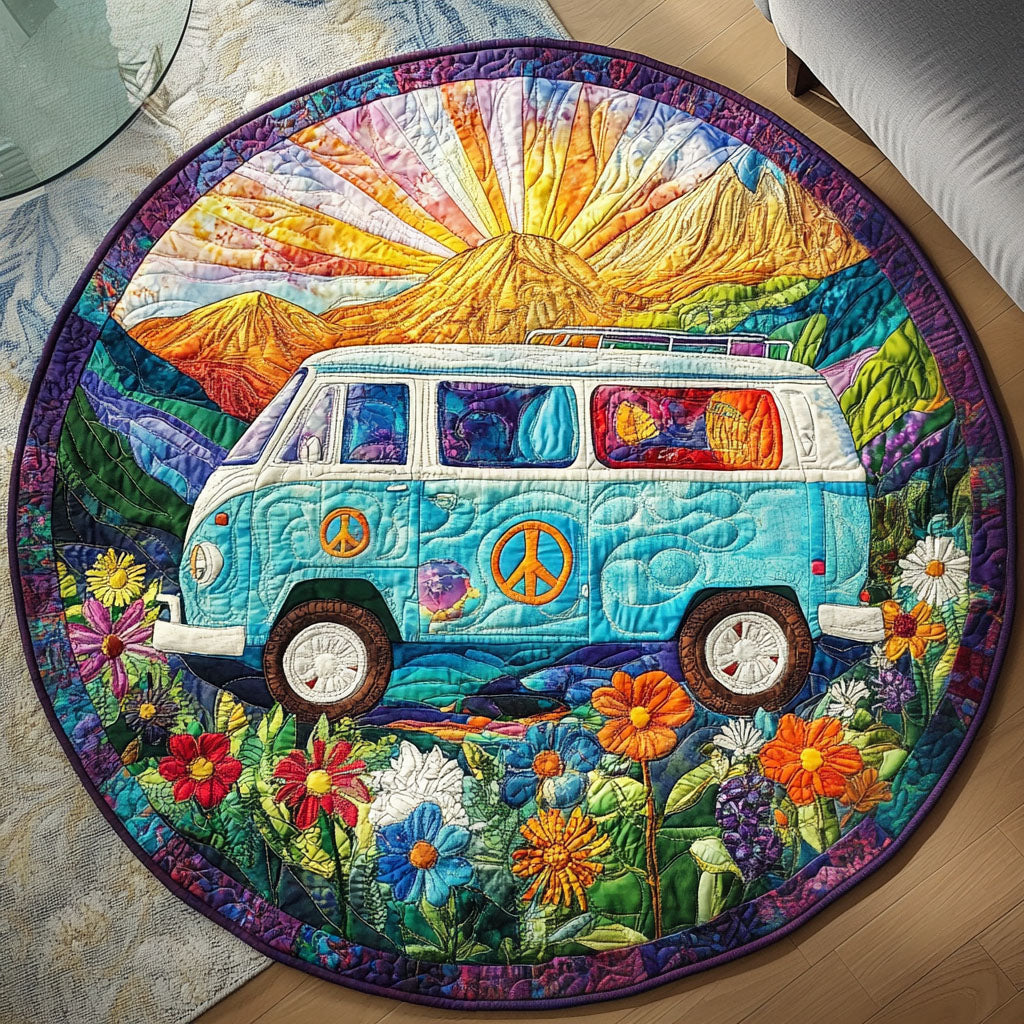 Flower Power Journey Quilted Round Mat NCU0PT1154