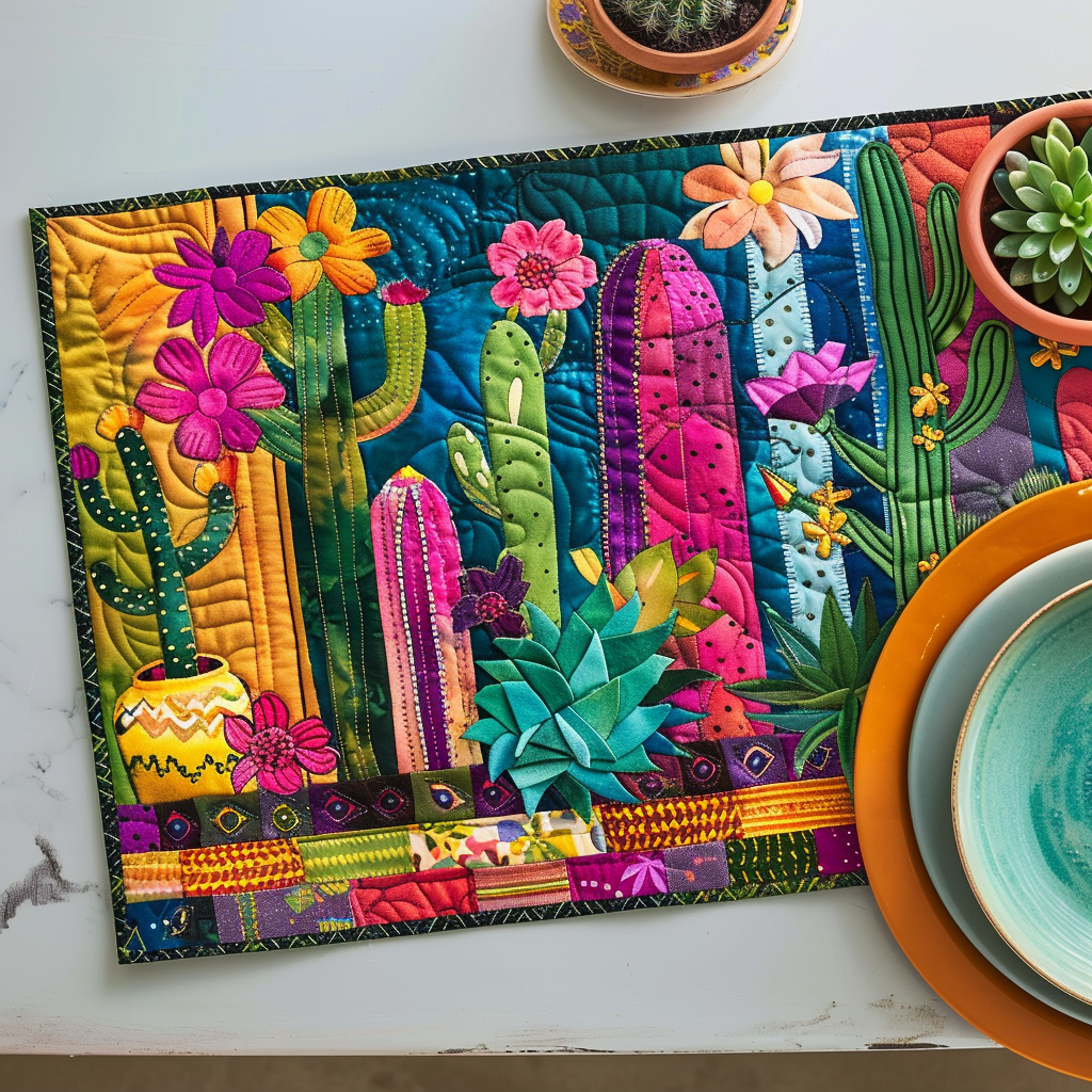 Flowering Cactus Quilted Place Mat NCU0PD127