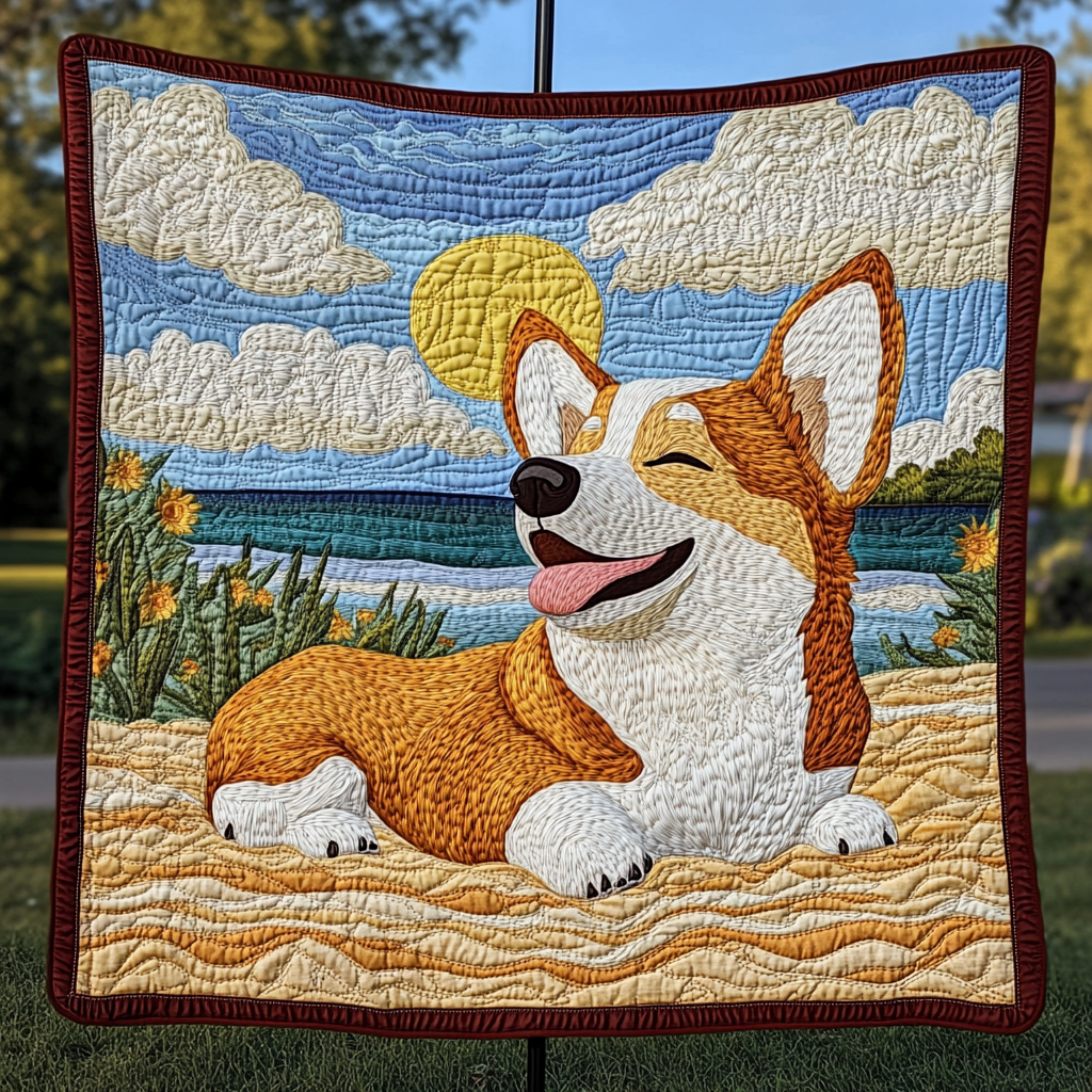 Fluffy Corgi Love Quilted Blanket NCU0DK1410