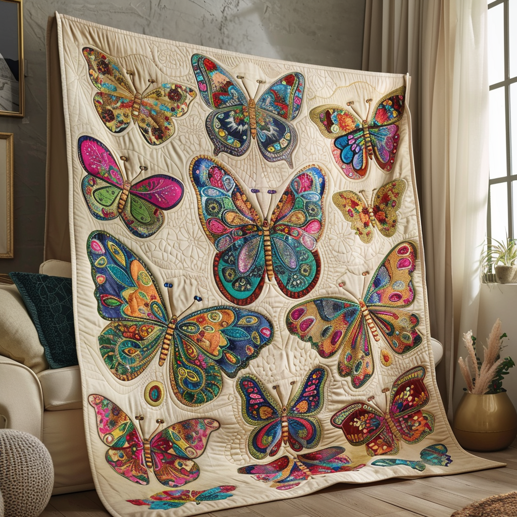 Fluttering Butterfly Quilted Blanket NCU0VL126