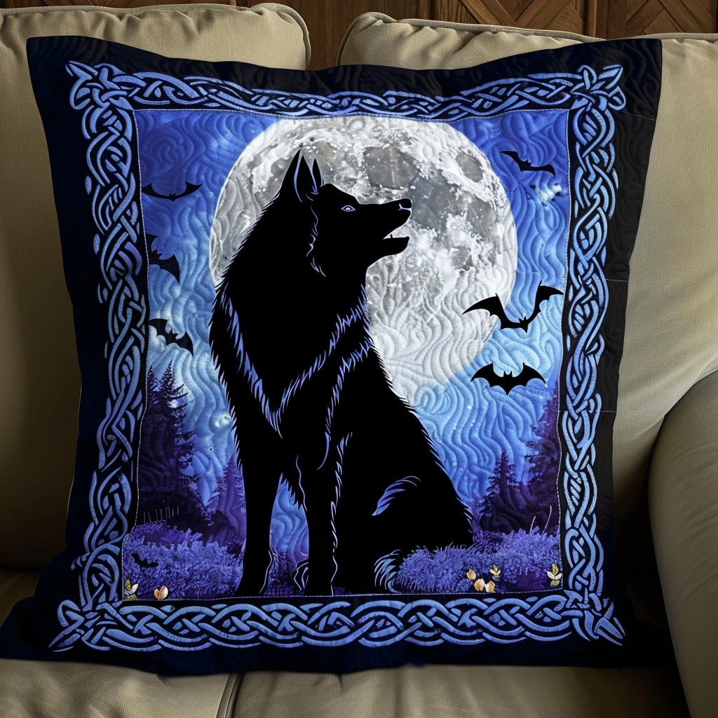 Forest Night Wolf Quilted Pillow Case NCU0TH122