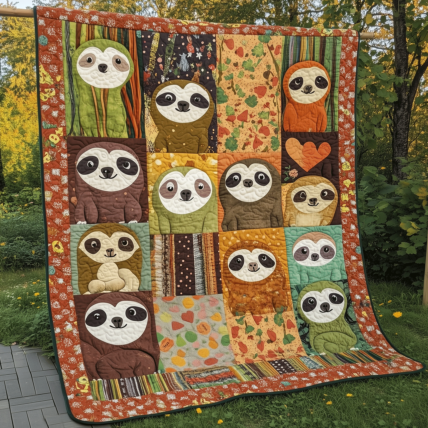 Forest Friends Sloth Quilted Blanket NCU0TH1414