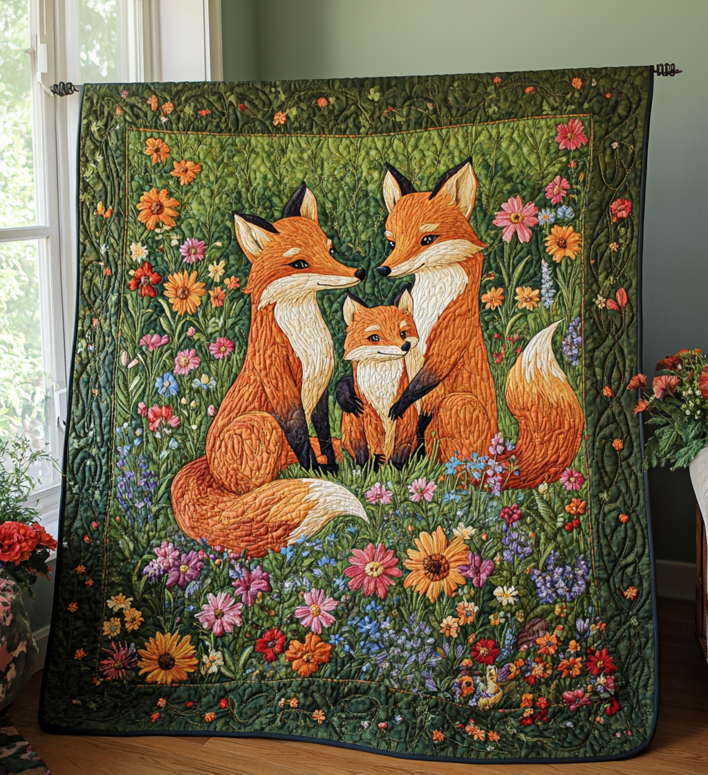 Fox Family Quilted Blanket NCU0DV553