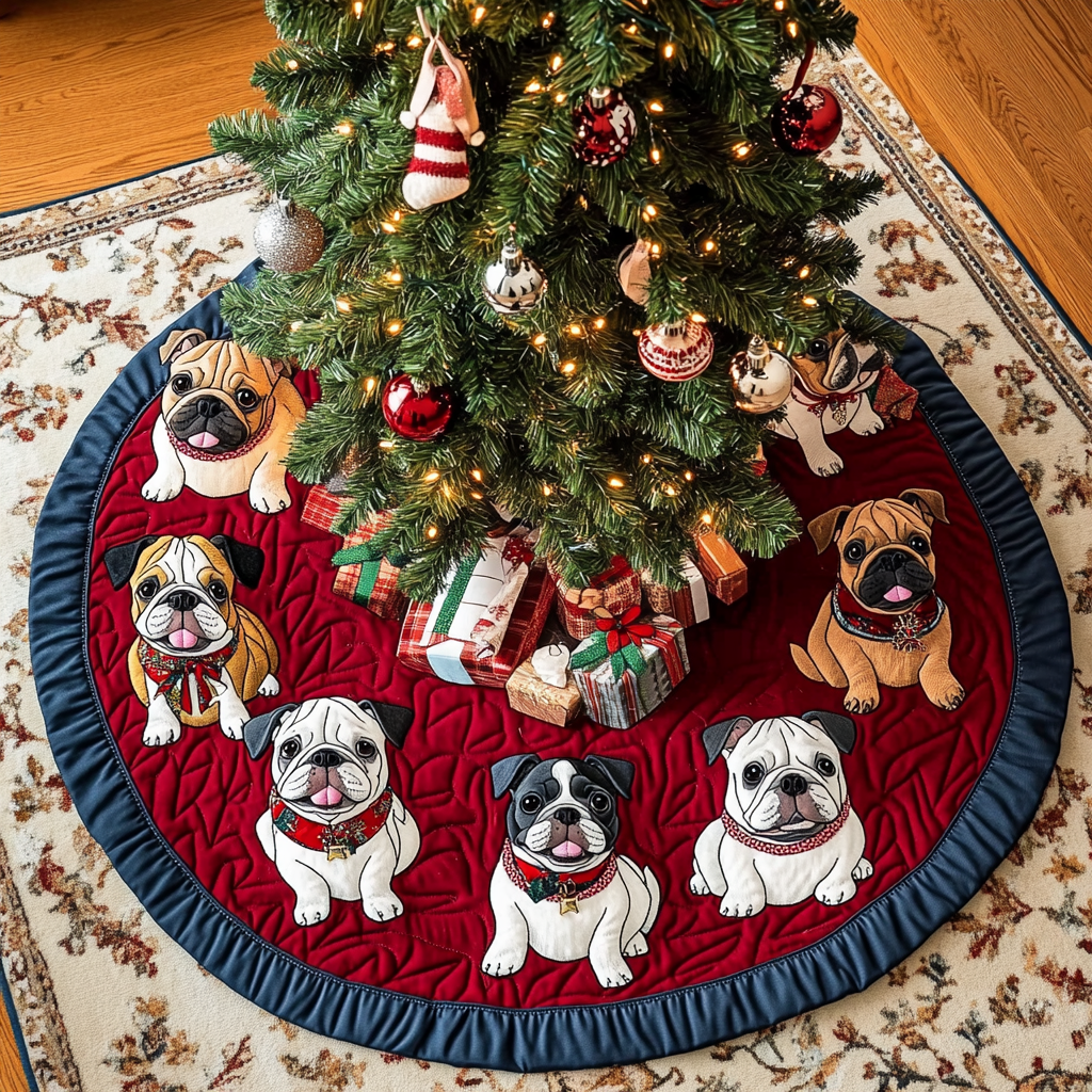 French Bulldog Noel Christmas Quilted Tree Skirt NCU0DK1962