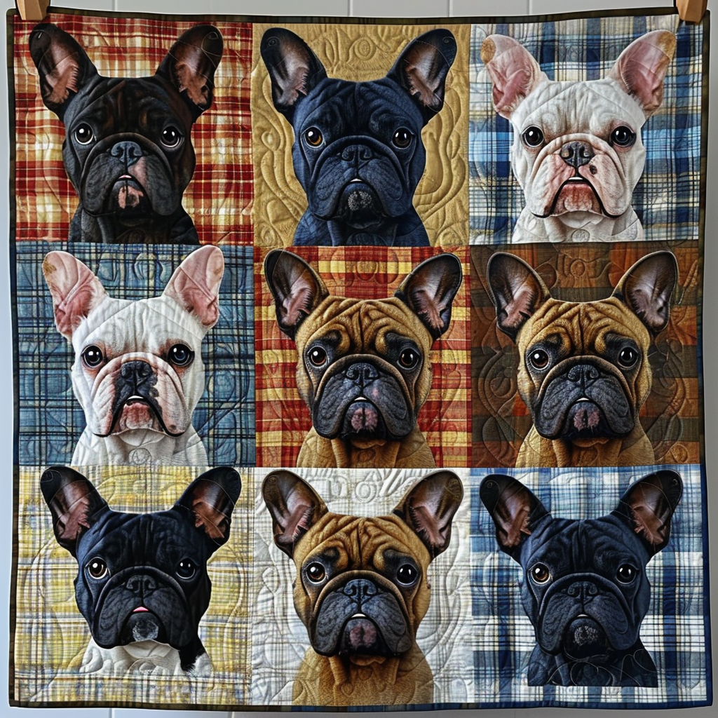 Frenchie Portraits Quilted Blanket NCU0TH496