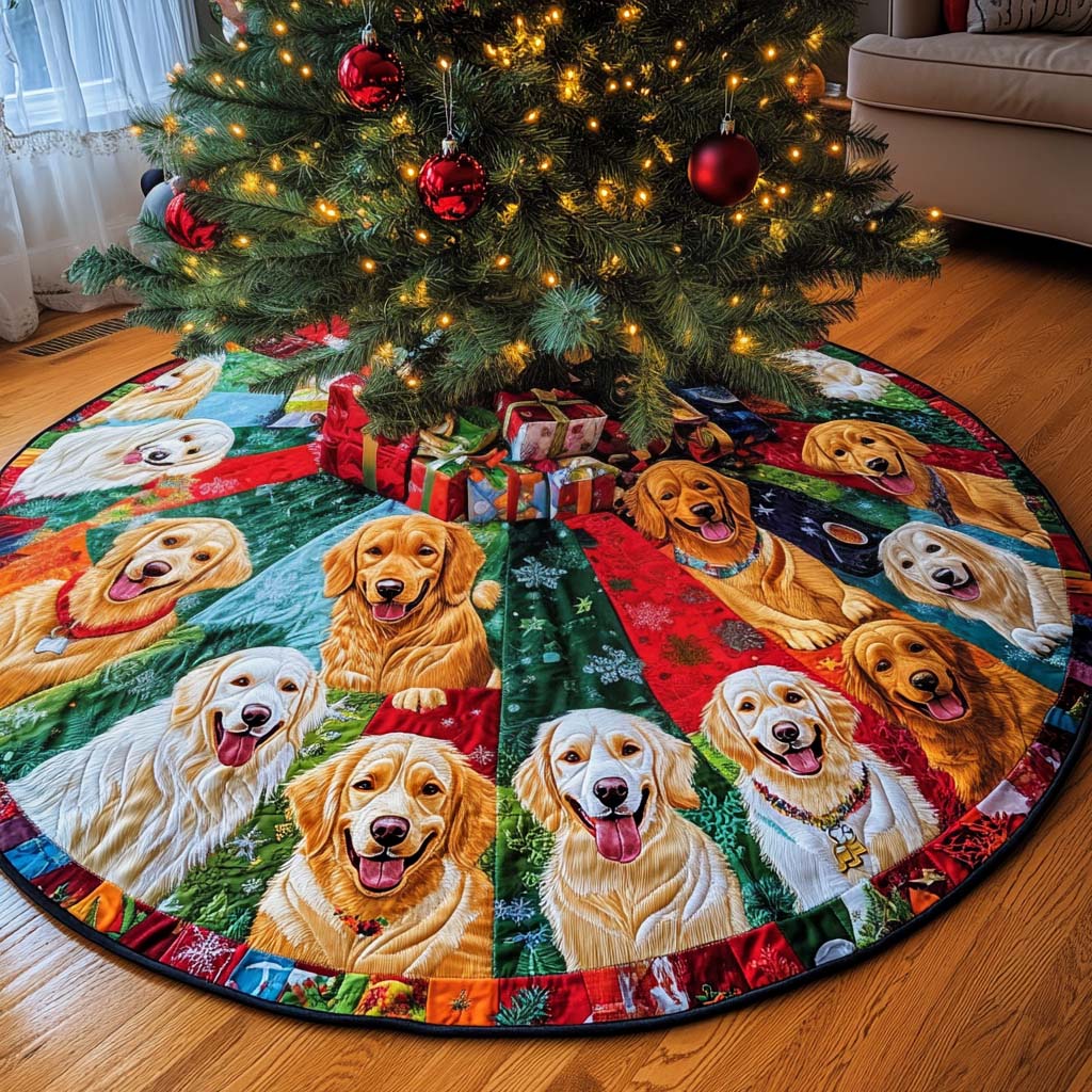 Friendly Fetch Christmas Quilted Tree Skirt NCU0NT1598