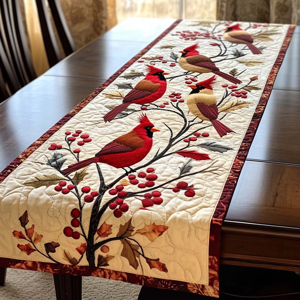 Frostberry Perch Quilted Table Runner NCU0NT1386