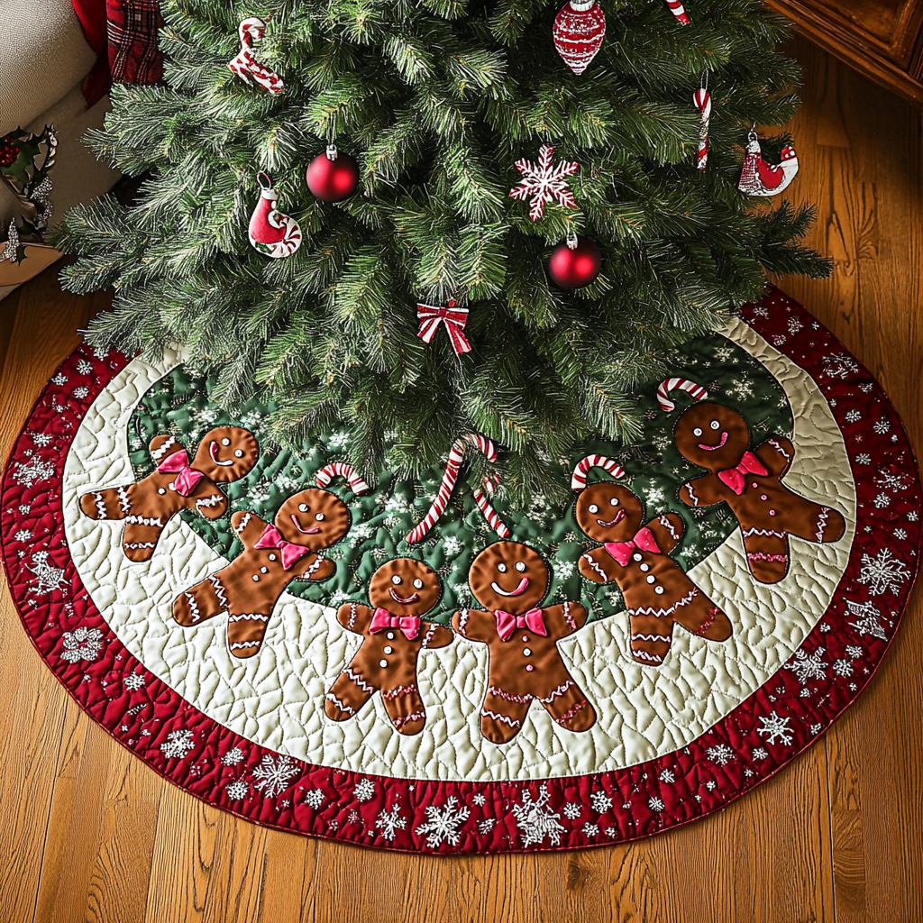 Frosted Cookie Lane Christmas Quilted Tree Skirt NCU0DK1484