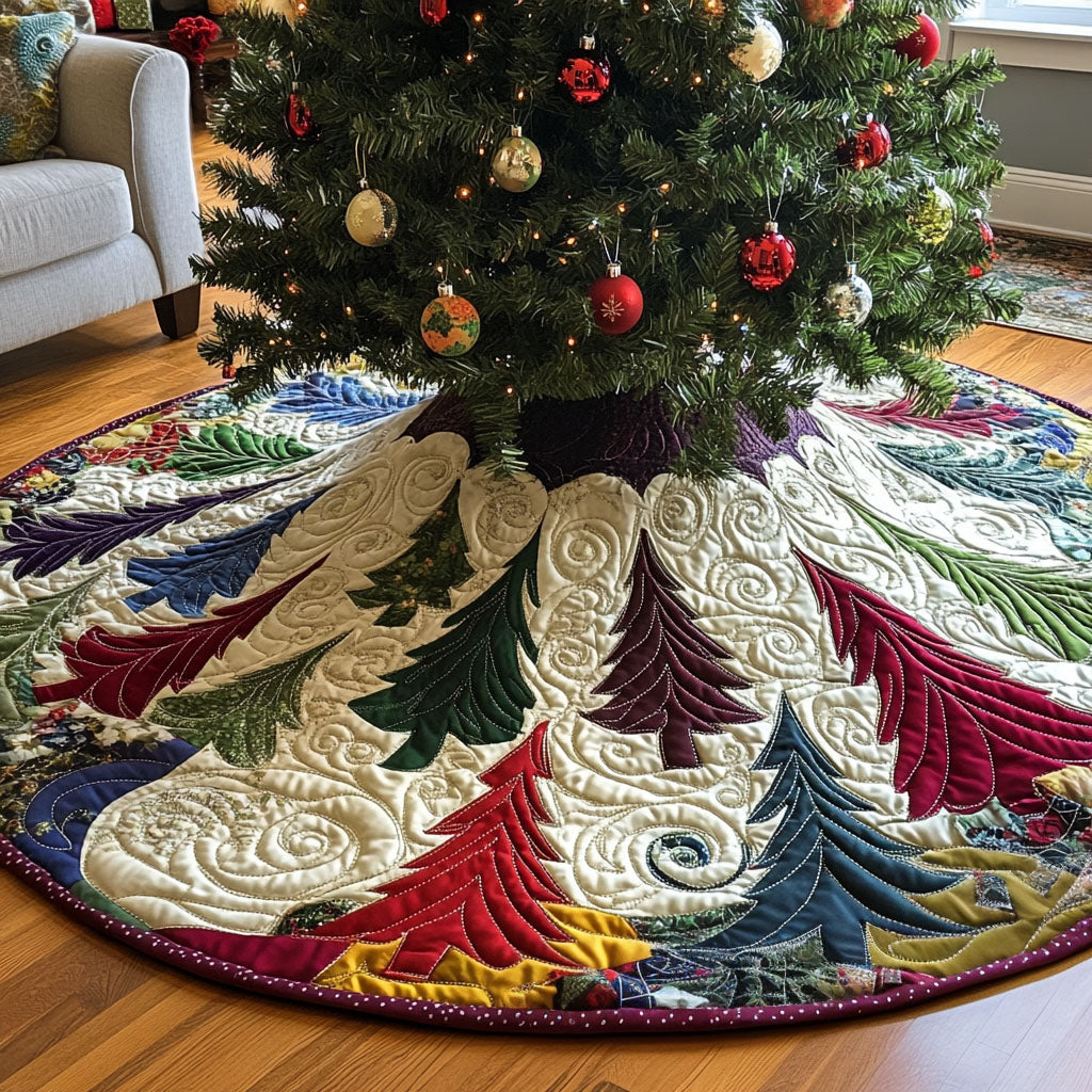 Frosted Tree Serenade Quilted Christmas Tree Skirt NCU0PT1323