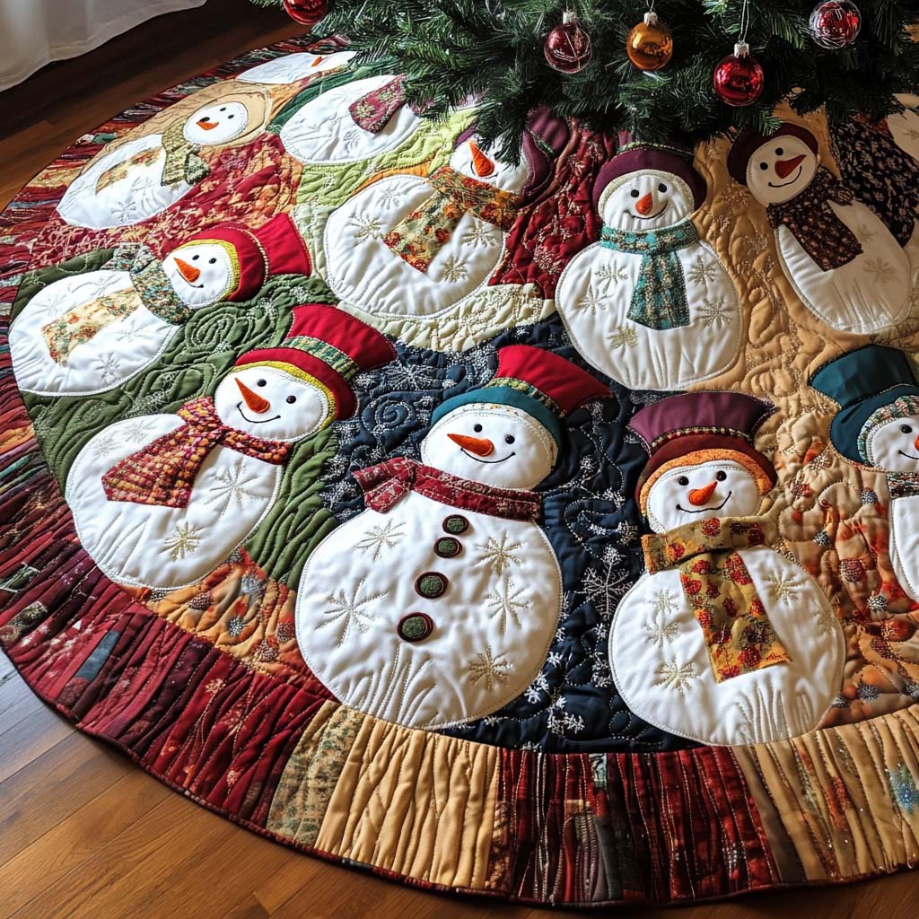 Frosty Parade Christmas Quilted Tree Skirt NCU0NT1247