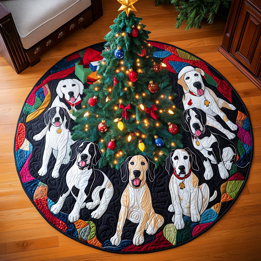 Frosty Dane Dreams Christmas Quilted Tree Skirt NCU0DV1463