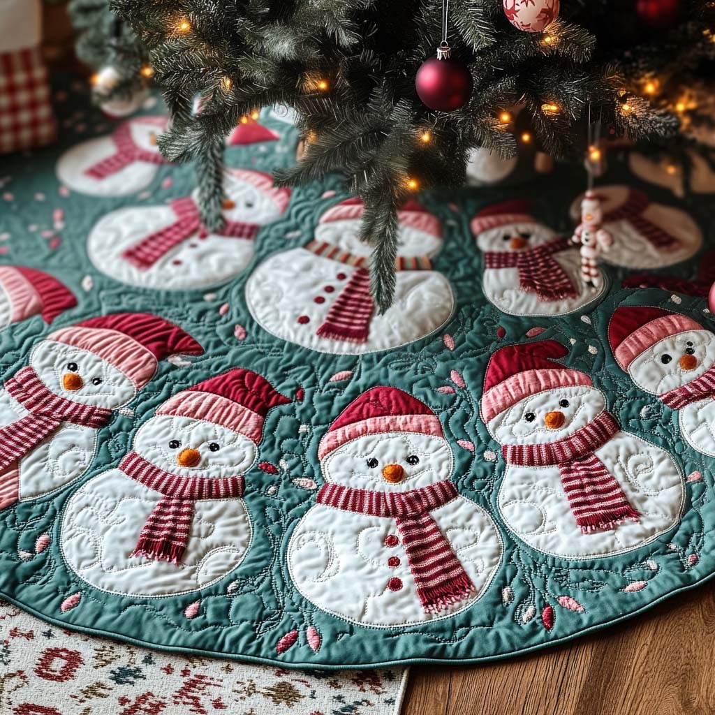 Frosty Festivities Christmas Quilted Tree Skirt NCU0NT1299