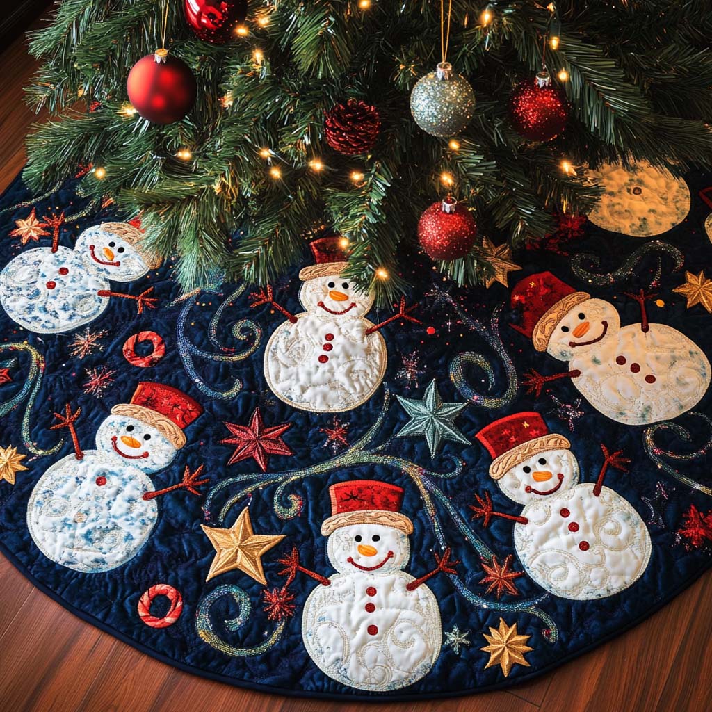 Frosty Friend Christmas Quilted Tree Skirt NCU0NT1508