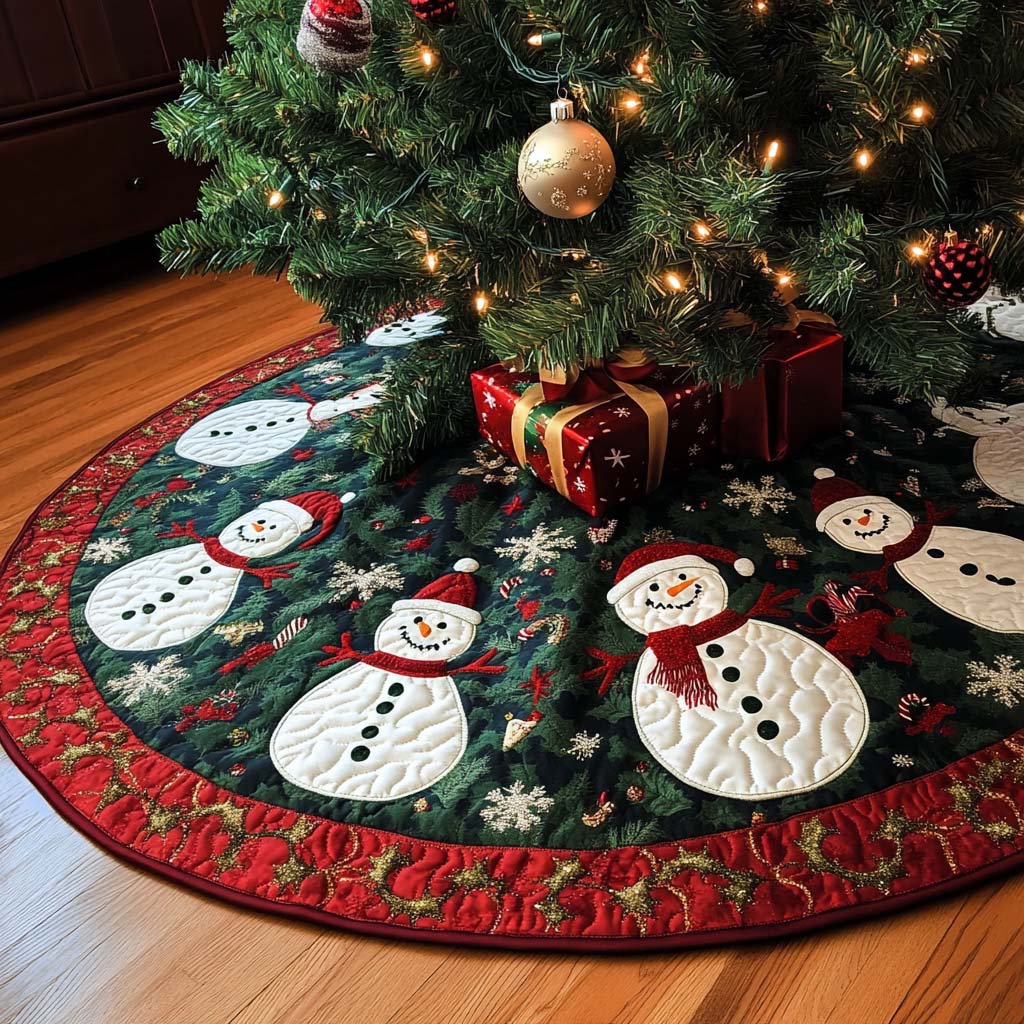 Frosty Glow Christmas Quilted Tree Skirt NCU0NT1509