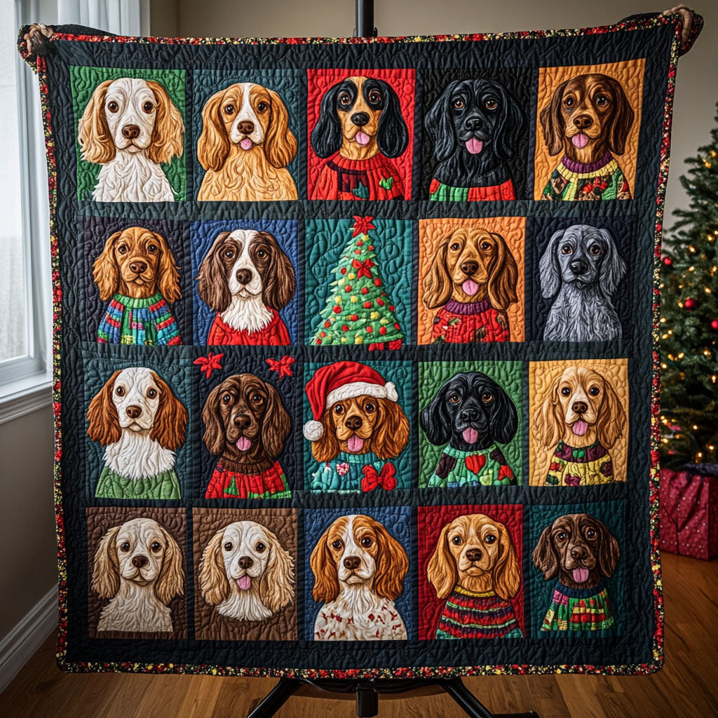 Frosty Spaniel Quilted Blanket NCU0PT1716