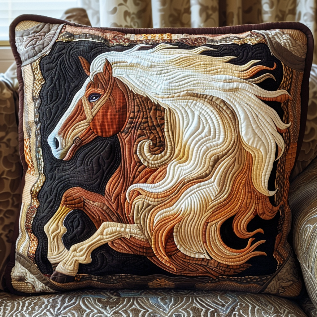 Gale Wind Horse Quilted Pillow Case NCU0DV166