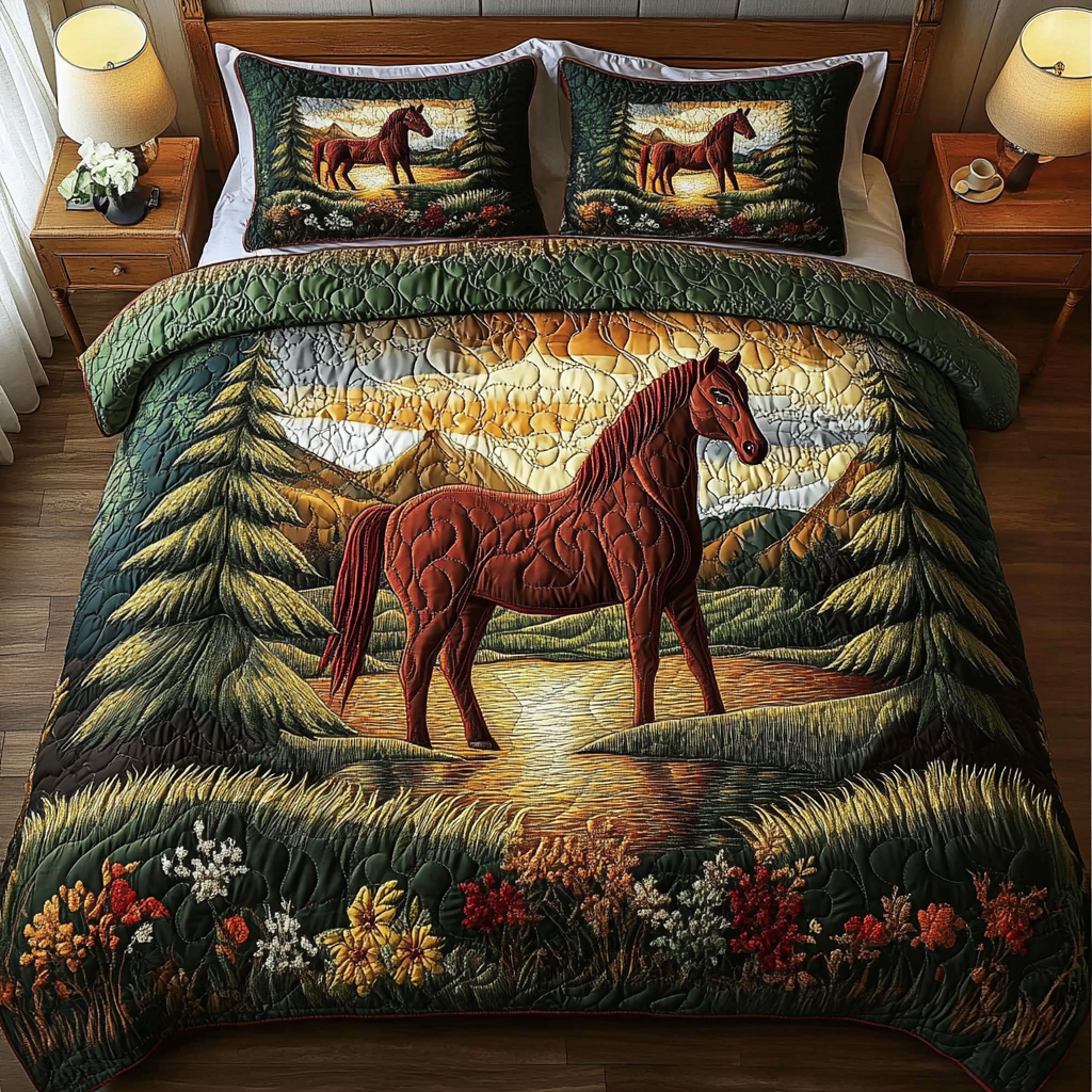 Galloping Winds 3-Piece Quilted Bedding Set NCU0DK1995