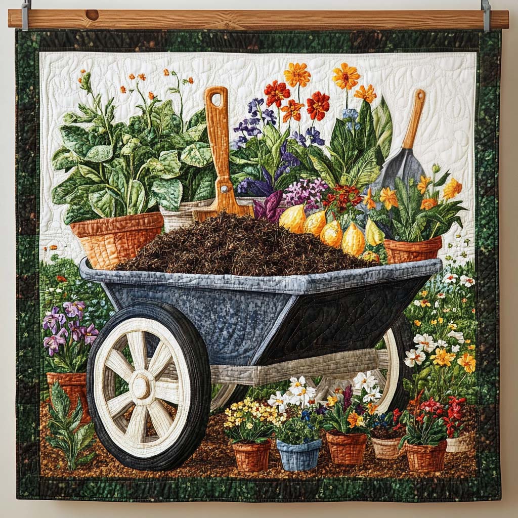 Garden Cart Quilted Blanket NCU0NT1026