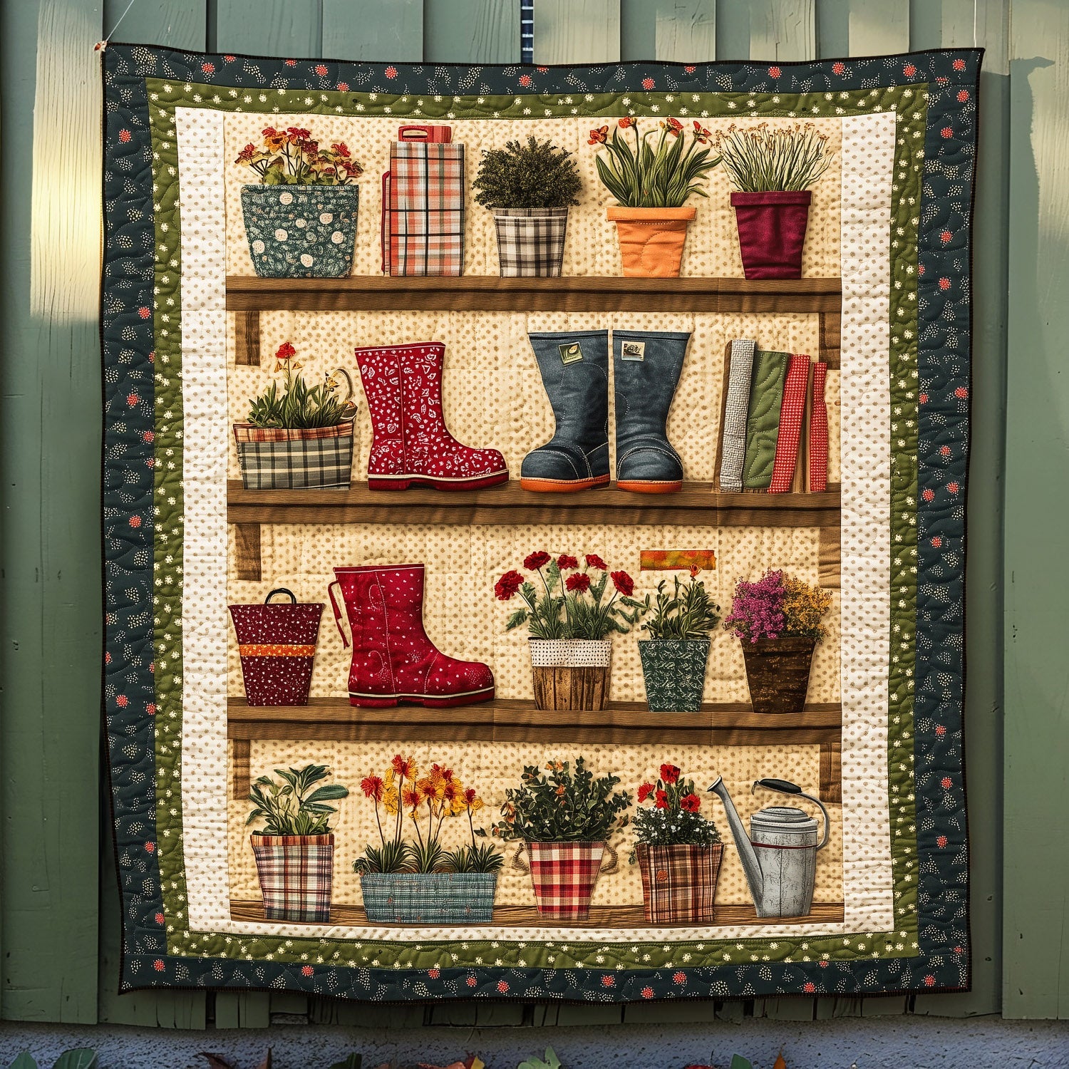 Garden Patchwork Quilted Blanket NCU0TH1427