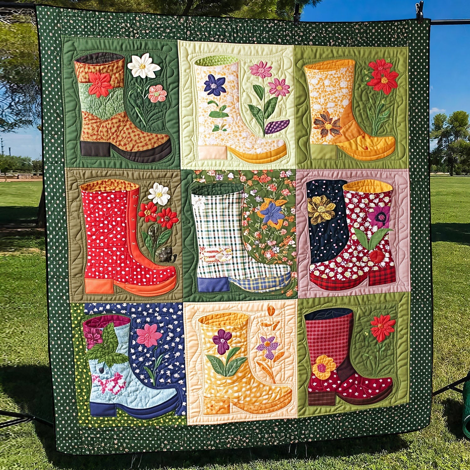 Gardening Footprints Quilted Blanket NCU0TH1446