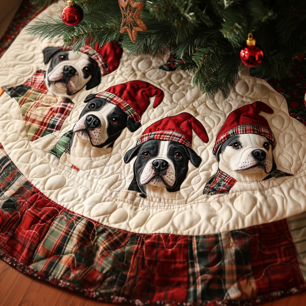 Gentle Pitbull Spirits Quilted Christmas Tree Skirt NCU0PT1548