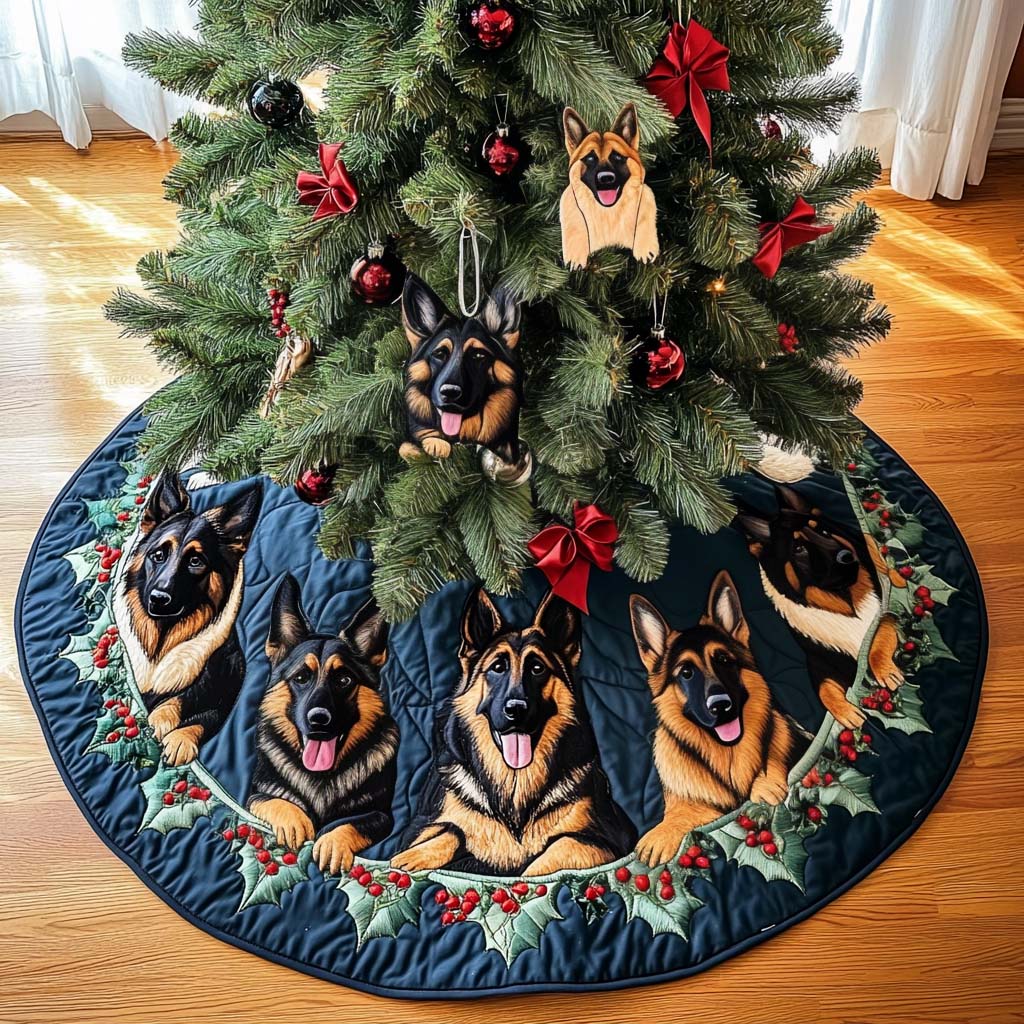 German Shepherd Adventures Christmas Quilted Tree Skirt NCU0NT1892