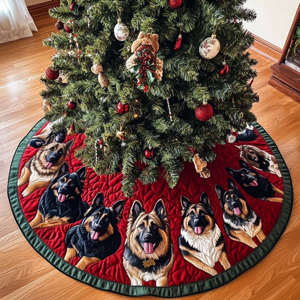 German Shepherd Bliss Christmas Quilted Tree Skirt NCU0NT1893