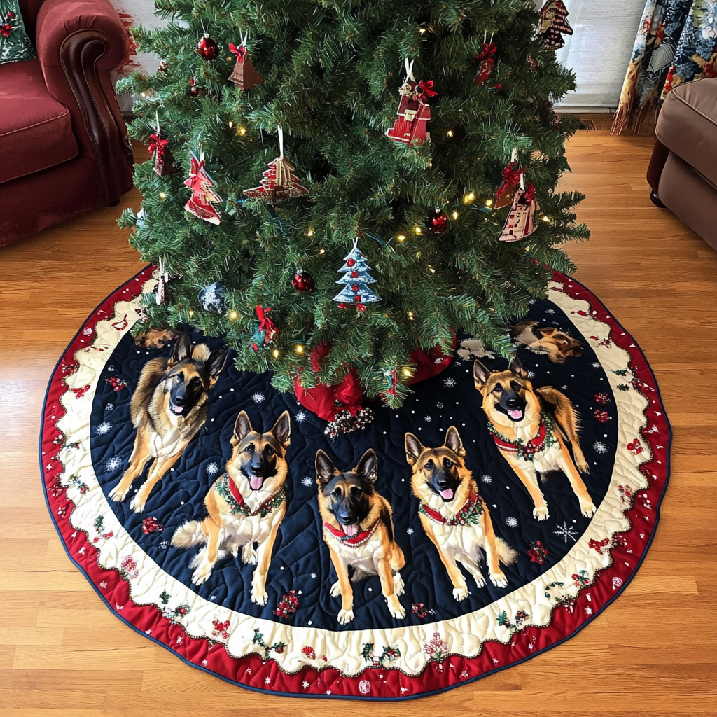 German Shepherd Christmas Charm Christmas Quilted Tree Skirt NCU0DK1830