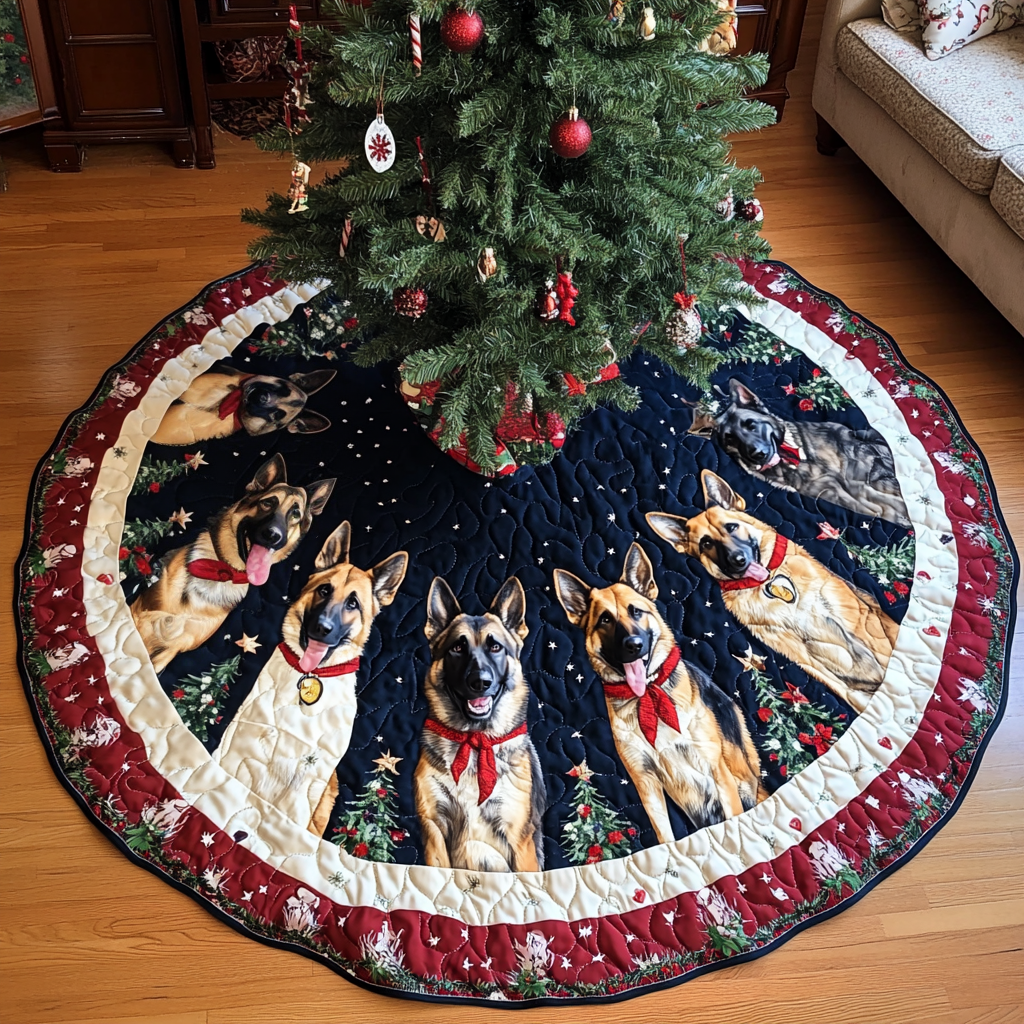 German Shepherd Christmas Joy Christmas Quilted Tree Skirt NCU0DK1826