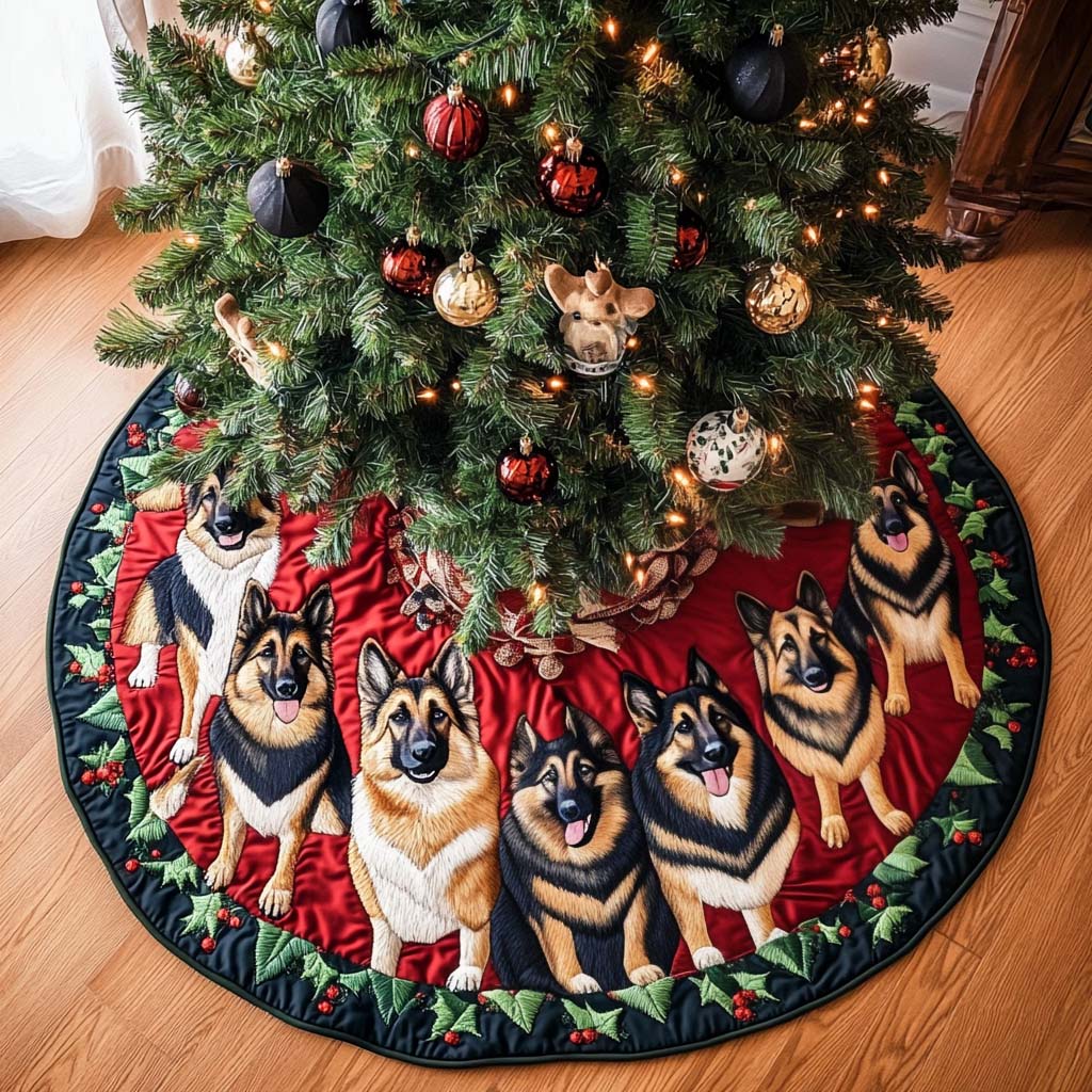 German Shepherd Dreams Christmas Quilted Tree Skirt NCU0NT1894