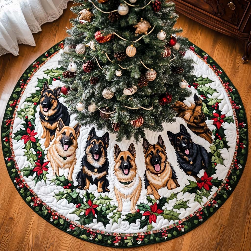 German Shepherd Harmony Christmas Quilted Tree Skirt NCU0NT1896