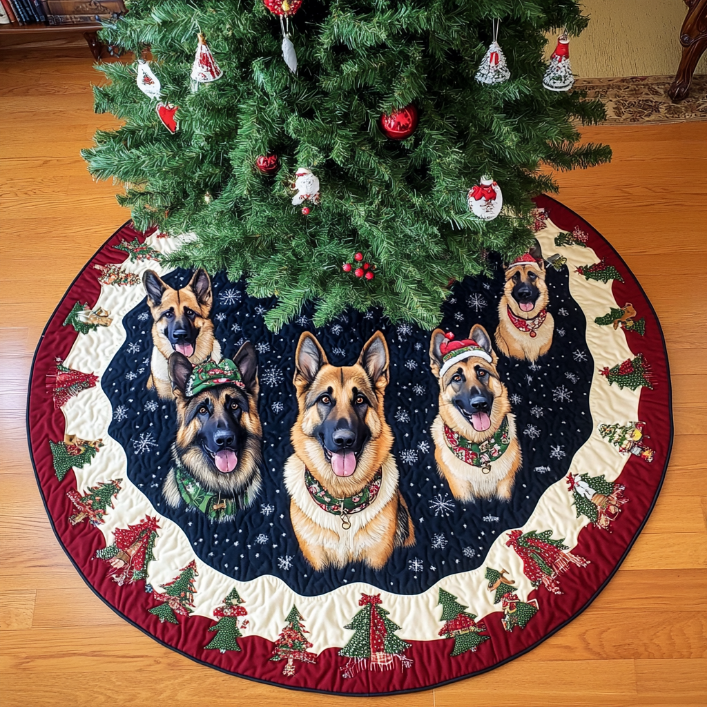 German Shepherd Holiday Spirit Christmas Quilted Tree Skirt NCU0DK1829