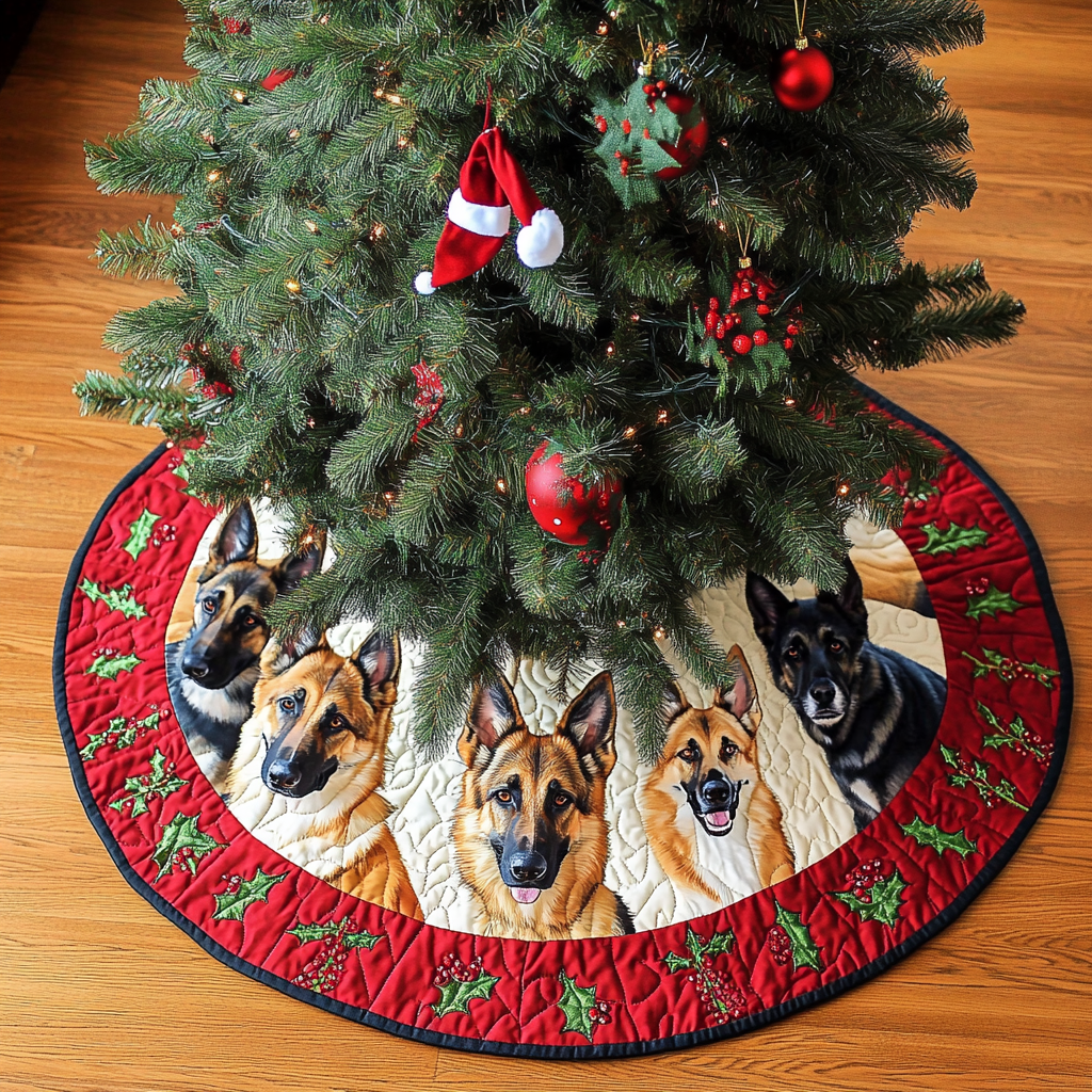 German Shepherd Noel Christmas Quilted Tree Skirt NCU0DK1827