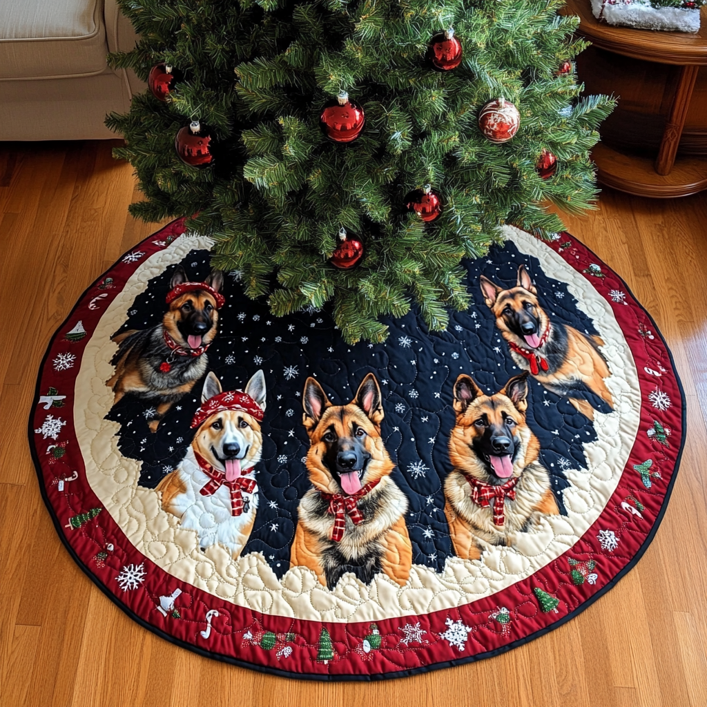 German Shepherd Noel Night Christmas Quilted Tree Skirt NCU0DK1825