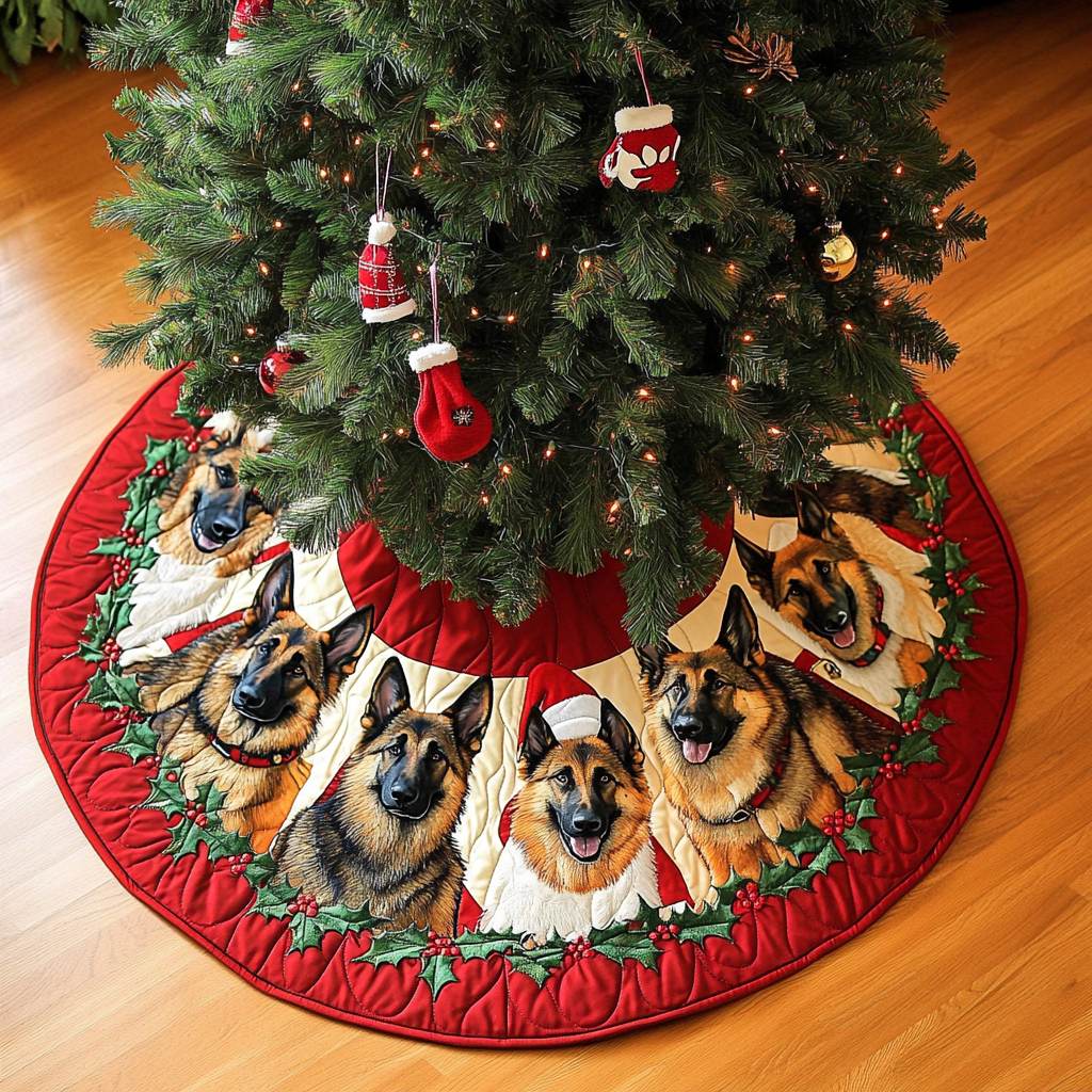 German Shepherd Xmas Joy Christmas Quilted Tree Skirt NCU0DK1828