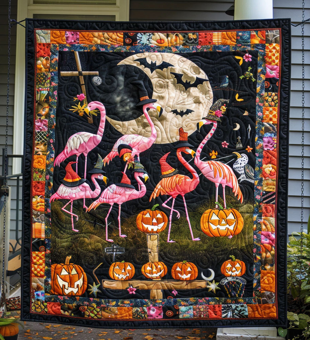 Ghostly Flamingos Quilted Blanket NCU0PT453