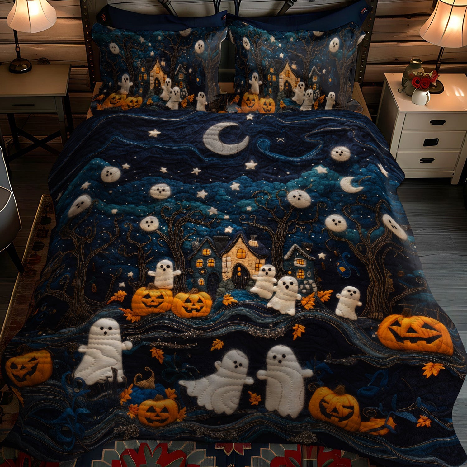 Ghostly Garden 3-Piece Quilted Bedding Set NCU0PT931