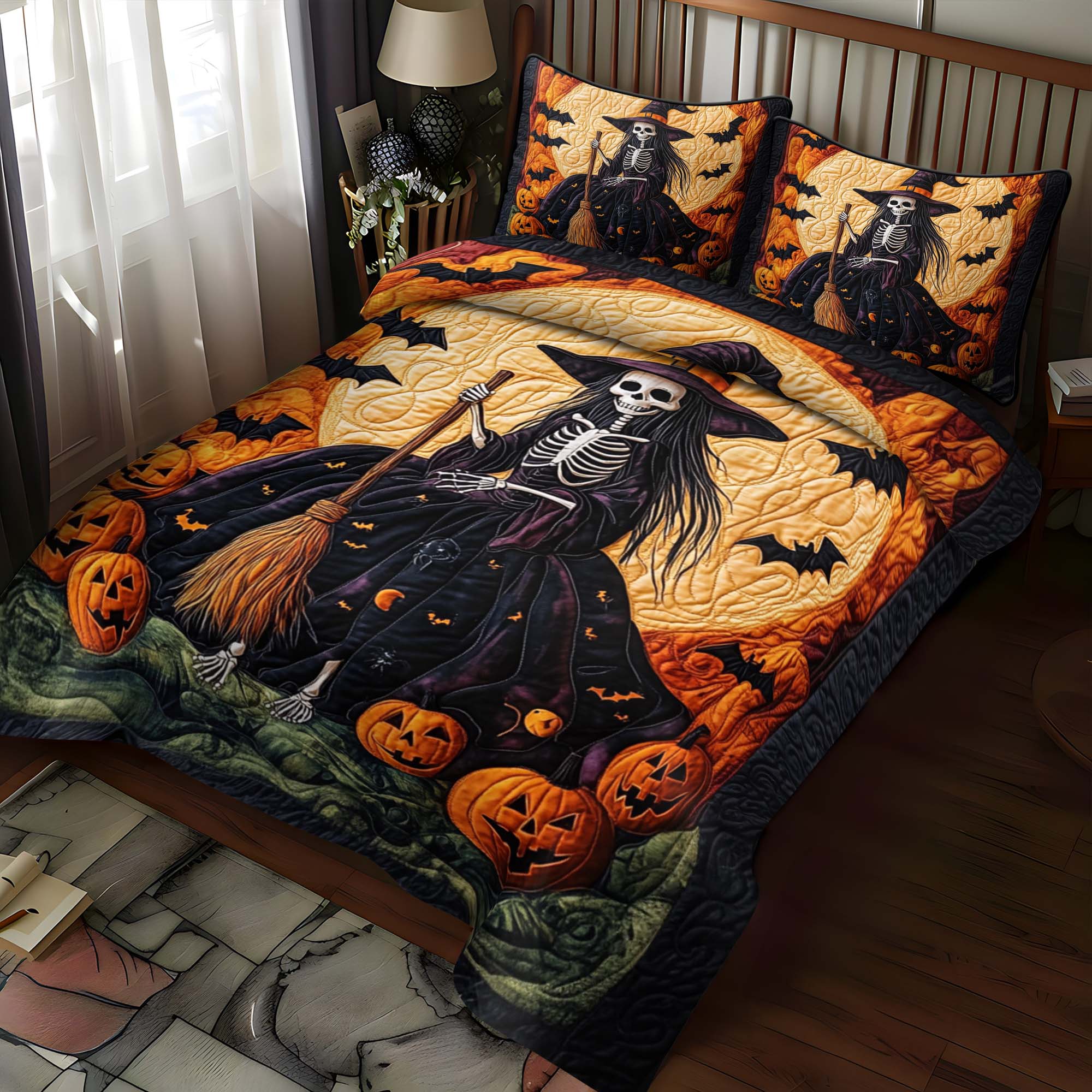 Ghostly Gathering 3-Piece Quilted Bedding Set NCU0NT604