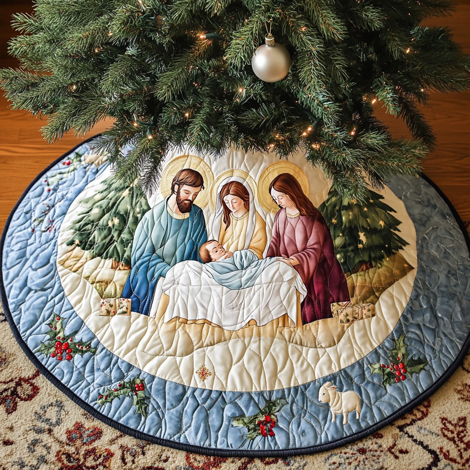 Gift of Magi Quilted Christmas Tree Skirt NCU0PT1228