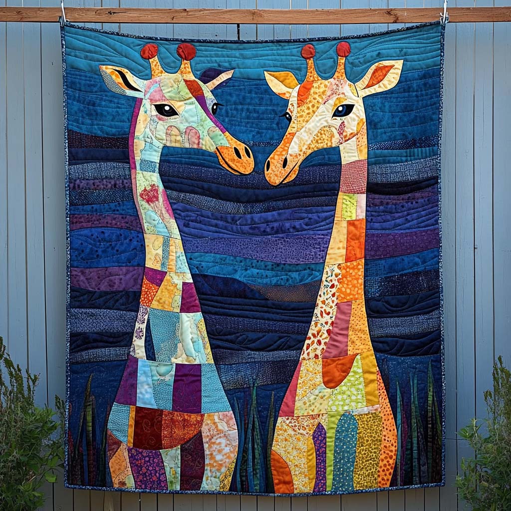 Giraffe Duo in Twilight Quilted Blanket NCU0NT878