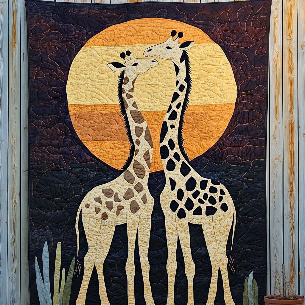 Giraffe Sunset Romance Quilted Blanket NCU0NT879