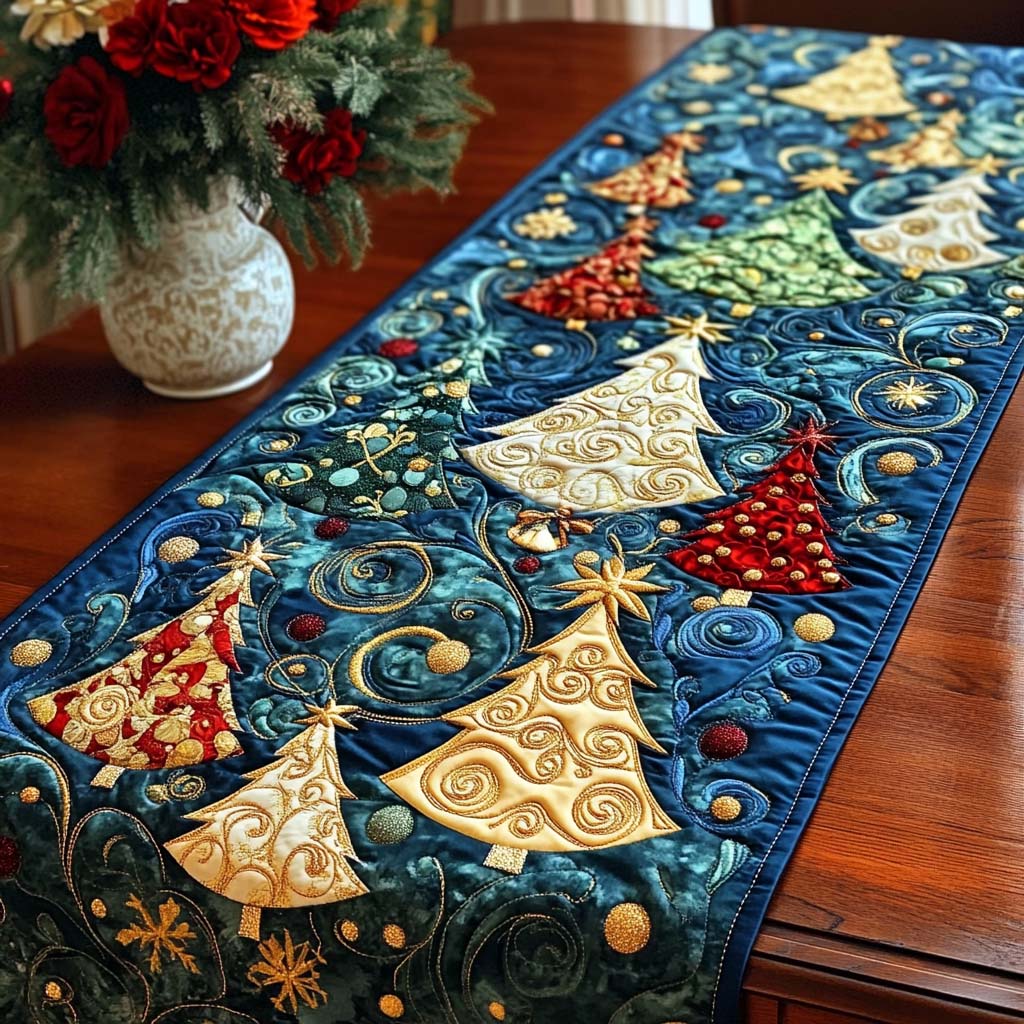 Glistening Pine Grove Quilted Table Runner NCU0NT1902