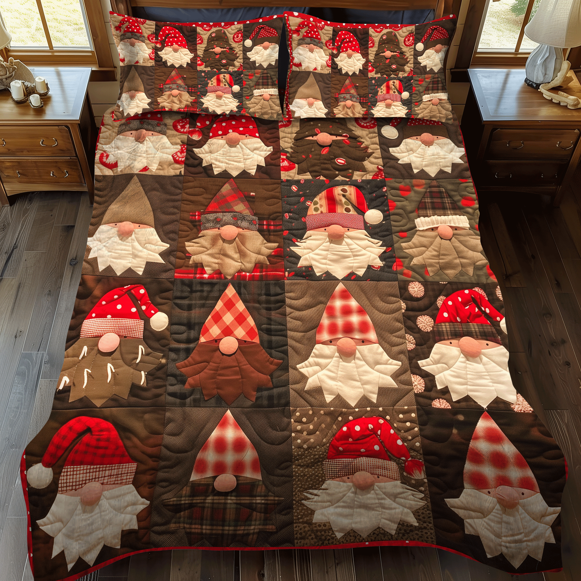 Gnome Sweet Gnome 3-Piece Quilted Bedding Set NCU0DV202