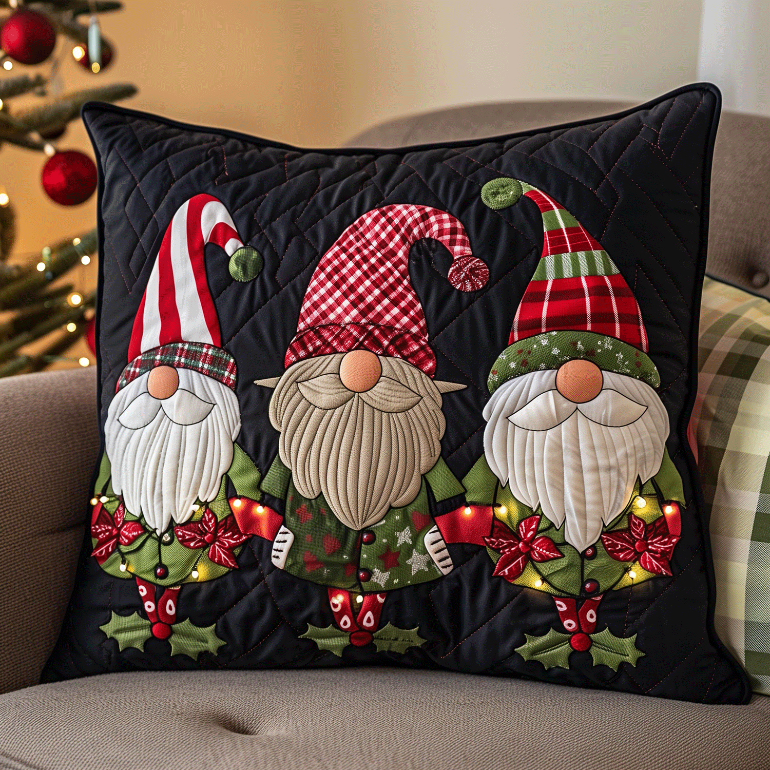 Gnome Holiday Wishes Quilted Pillow Case NCU0TH1120