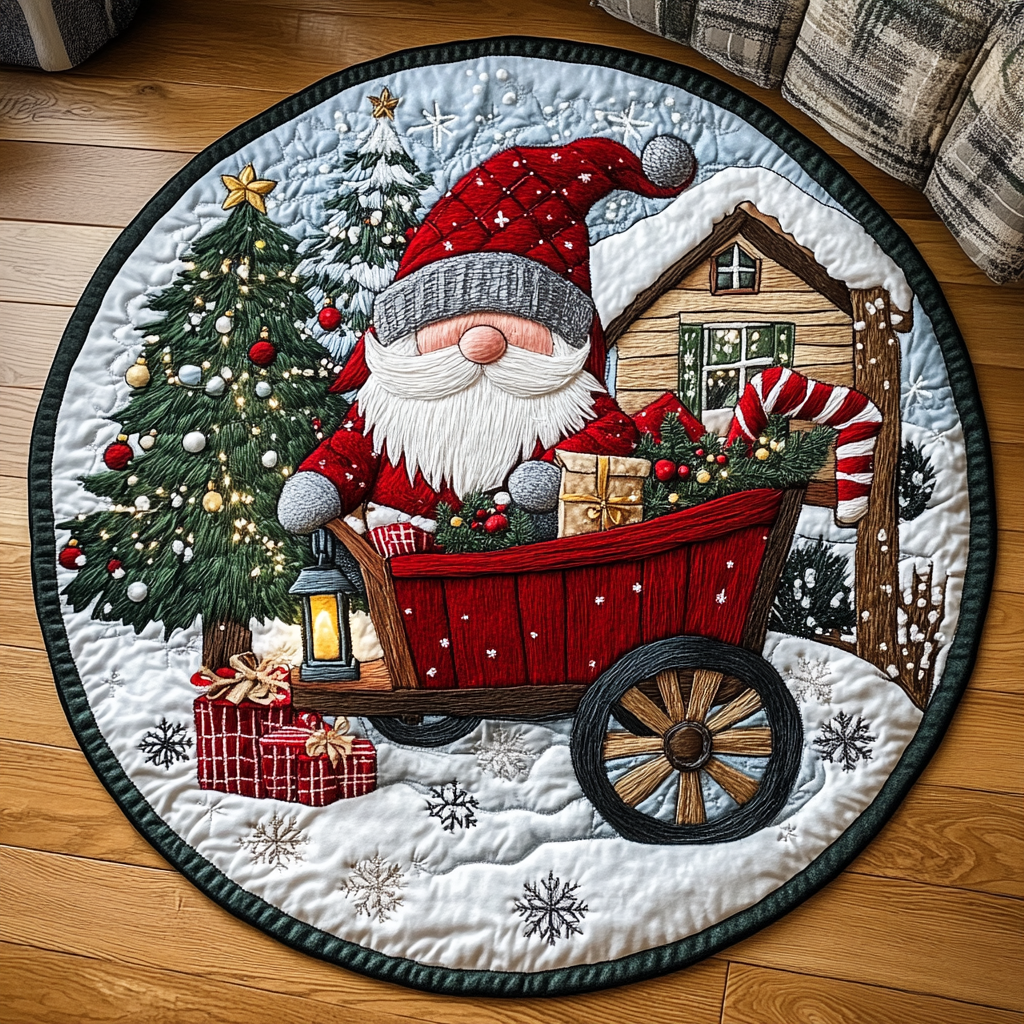 Gnome Noel Quilted Round Mat NCU0DK1114