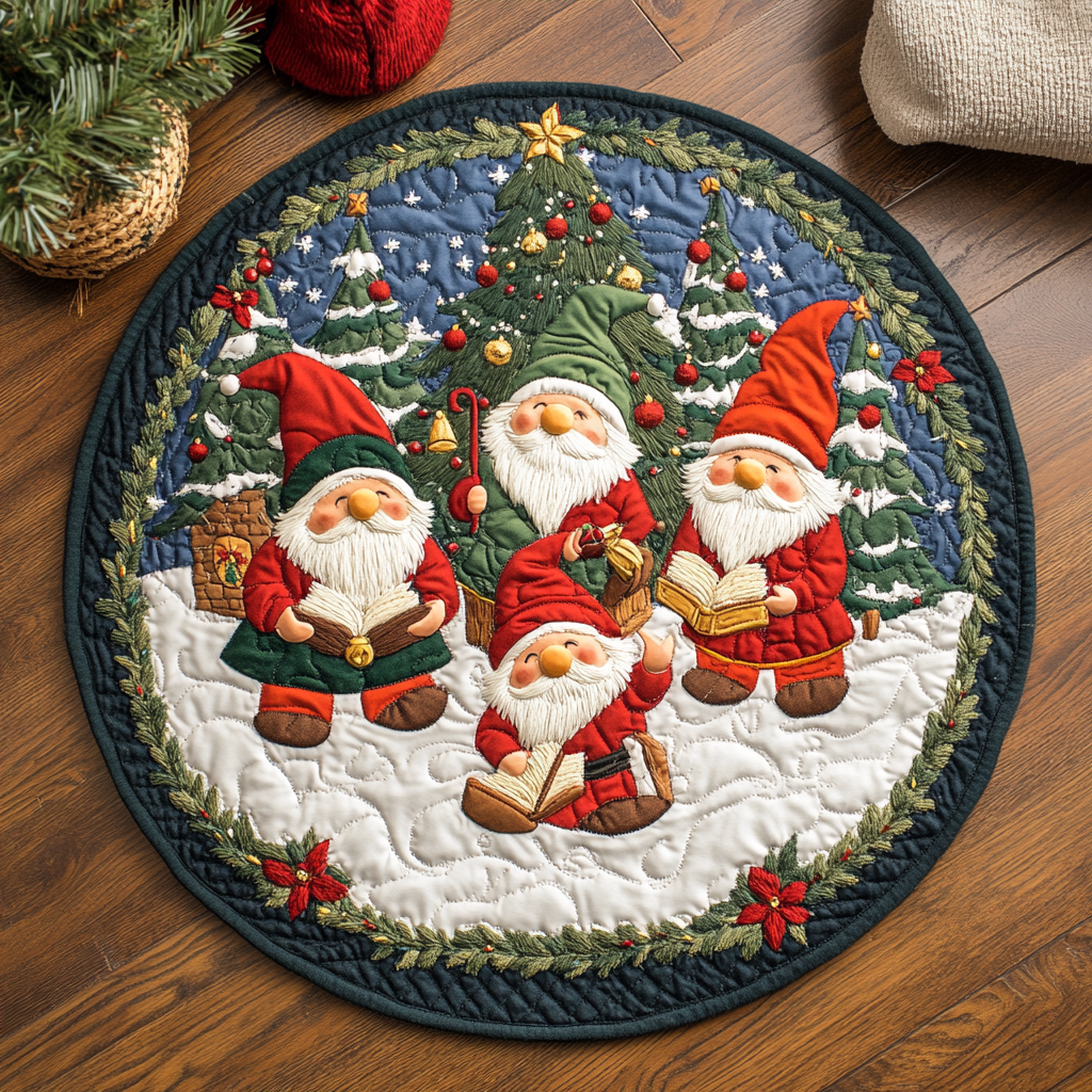 Gnome Winter Magic Quilted Round Mat NCU0DK1109