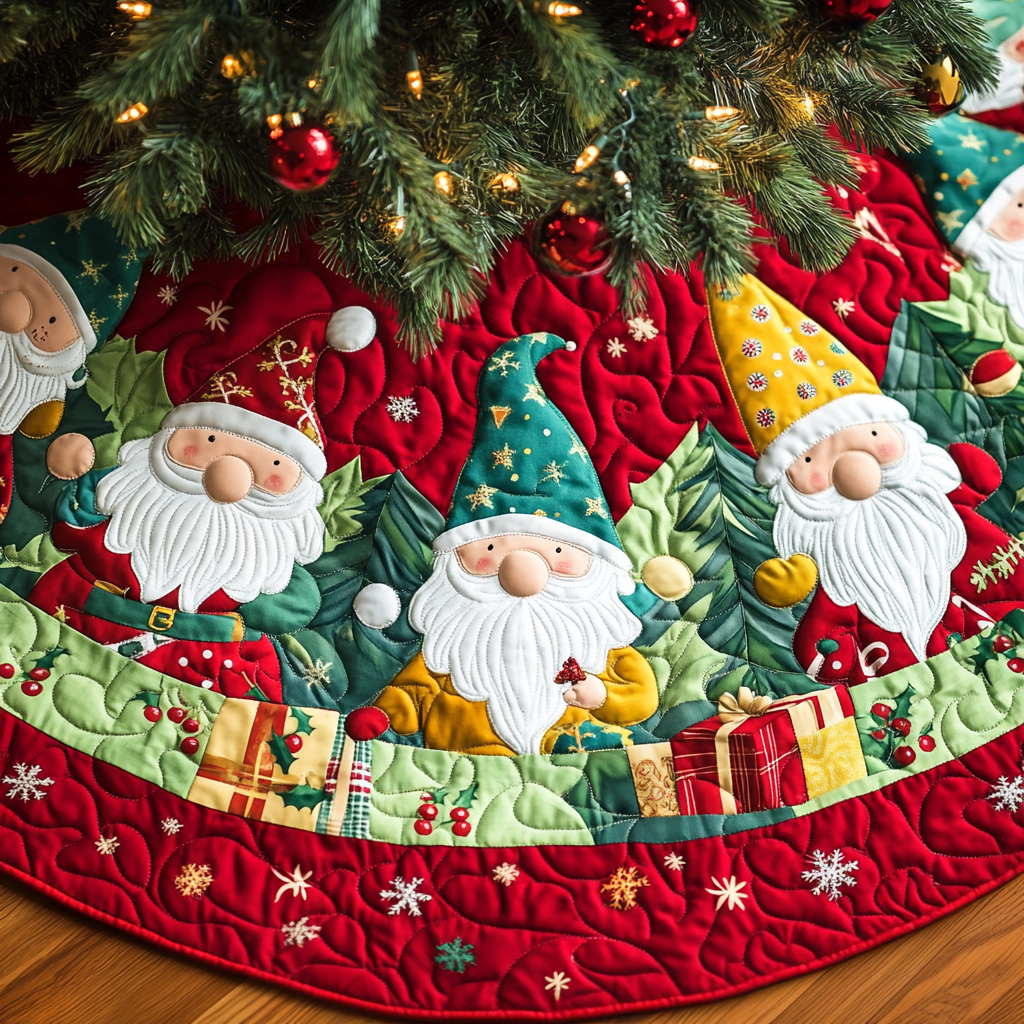 Gnome Workshop Quilted Christmas Tree Skirt NCU0DV1040