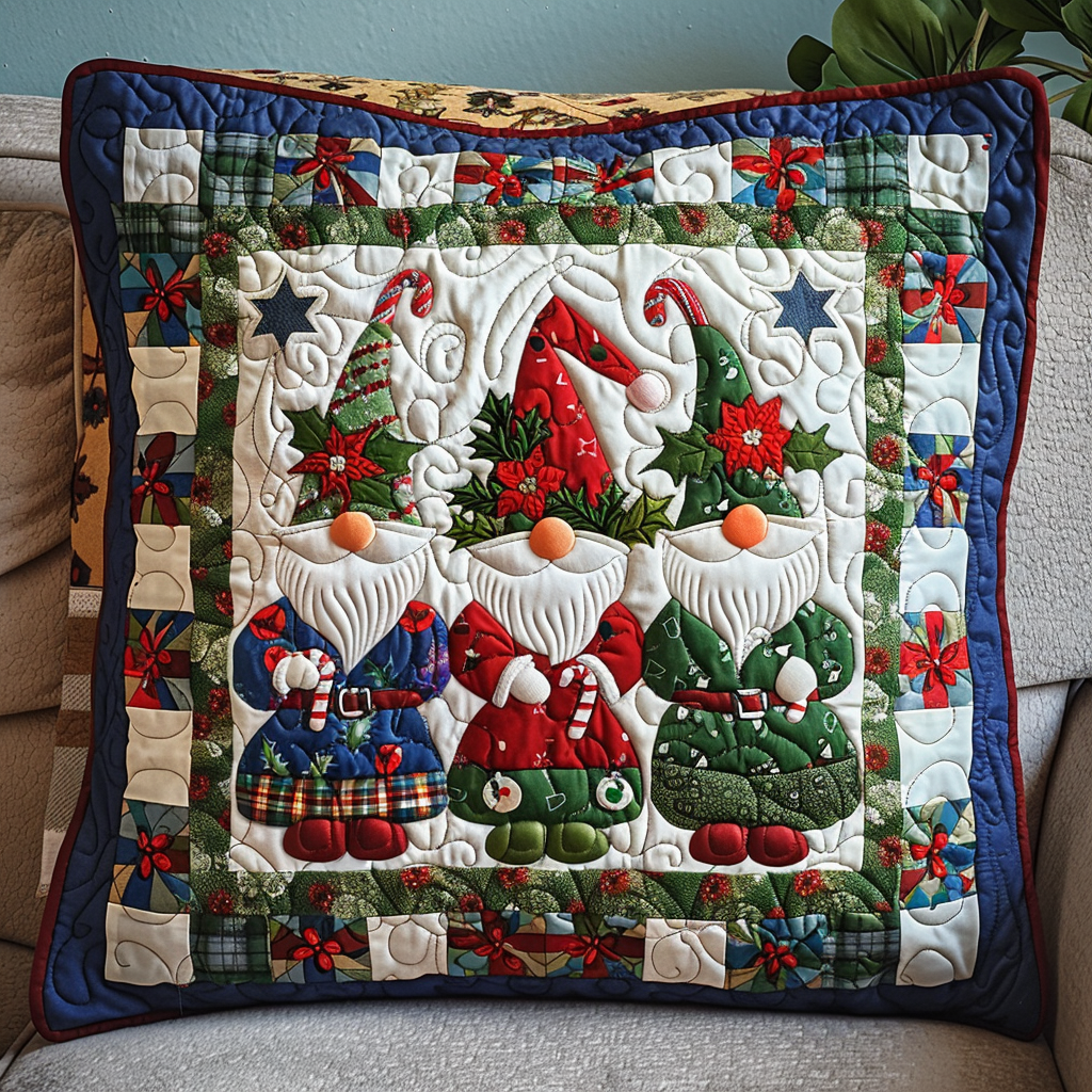 Gnome for the Holidays Quilted Pillow Case NCU0TL613